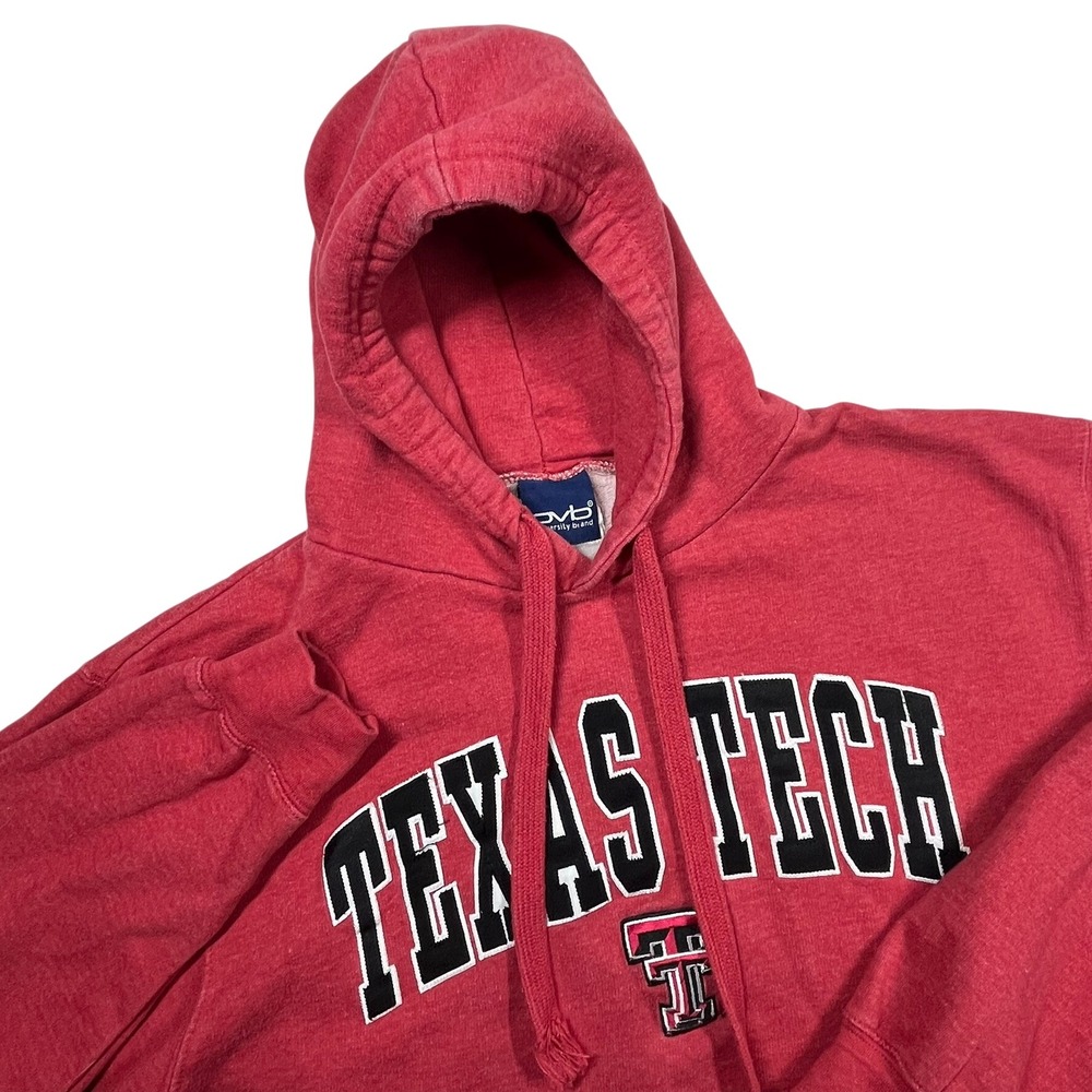 Old Varsity Brand Texas Tech Hoodie Mens Medium NCAA Red Raiders Pullover *Flaw